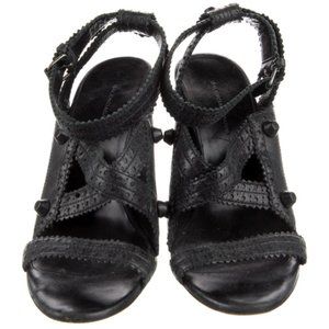 Balenciaga Brogue Arena Wedge Sandals in Black Size 7.5 (IT38)